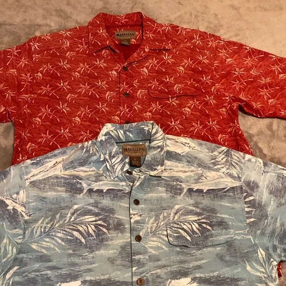 GUC MAGELLAN Sportswear Fishing Shirt Tropical Print Bundle of 2 Men’s Size L - Picture 2 of 12